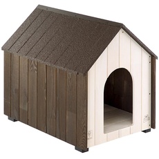 FERPLAST Outdoor-Hundehütte, Hundehaus KOYA Large aus FSC-Holz mit ungiftiger Farbe, Belüftungslöchern, isolierenden Füßen, 63,5 x 91,5 x h 78 cm.