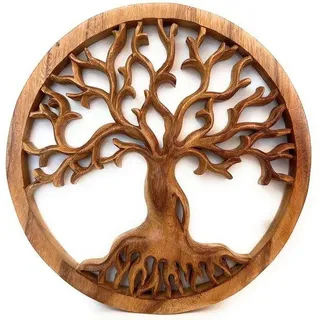 Unyqoos® Holz-Wanddekoration 'Lebensbaum' – handgefertigte Wanddeko im skandinavischen Stil aus Akazienholz - Braun