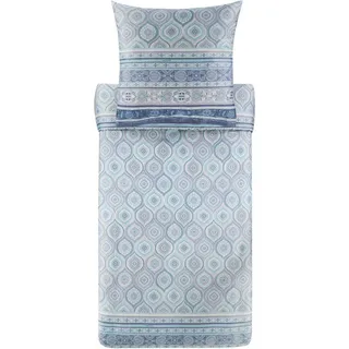 Bassetti Baumwollsatin-Bettwäsche-Garnitur HANBURY Farbe AZURBLAU C1 Größe 135x200+80x80 - Blau