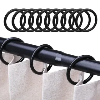 Duschvorhangringe,100 Stück Vorhang Haken Innendurchmesser 40MM Duschvorhang Ringe Shower Curtain Rings O-Förmig Gardinenhaken für Vorhangringe,für Duschvorhanghaken Küche/Bad (Schwarz)