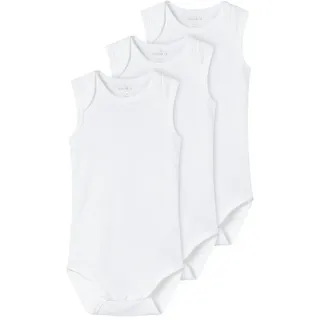 NAME IT Unisex Baby Nbnbody 3p tank Solid White 3 Noos Schlafanzug, Bright White, 86 EU
