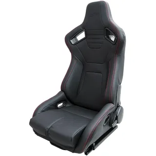 Simoni Racing Sportsitz Emerson - Schwarz Ökoleder - Linksseitig Verstellbare Rückenlehne - incl. Schienen