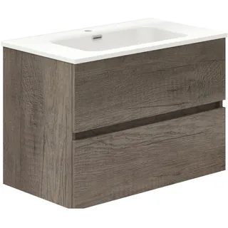 Baikal Badezimmerschrank, Zwei Schubladen, Wandmontage, mit Waschbecken, Melamin 16, montiert, Möbel 70 cm, Nebraska, ohne Spiegel