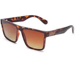JIM HALO Polarisierte Retro-Sonnenbrille im Square-Style für Damen und Herren, Flat Top Block Autofahrerbrille
