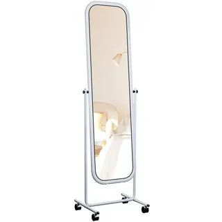 CLP Standspiegel Medusa mit Laufrollen I Ganzkörperspiegel mit Metallrahmen I Stehspiegel neigbar und 360 Grad drehbar