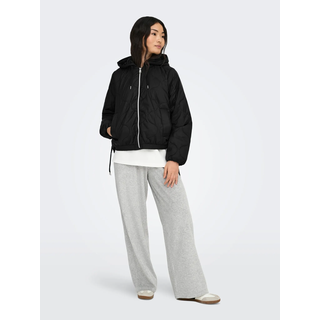 Steppjacke ONLY "ONLMIKI HOOD QUILT JACKET CC OTW", Damen, Gr. M, schwarz, Steppware, Obermaterial: 100% Nylon, unifarben, Po-bedeckend, Jacken Steppjacke, mit seitlichem Kordelzug am Saum