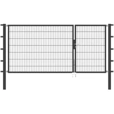 Bild von Alberts Zaundoppeltür, 300 cm Breite (100 + 200 cm), in versch. Höhen grau