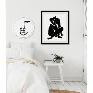 queence Bild "Anna" Abstrakt  Figuren  Kunst  Zeichen 1 Stk. tlg. HD Premium Poster-Druck inkl. Holzrahmen, farbe rahmen: schwarz, farbe bild(er): schwarz