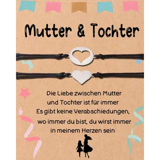 ENSTAB Tochter Geschenke von Mama Armbänder set mit Geschenkkarten Geschenk für Tochter Geburtstag Weihnachten Muttertag (2 Stk-Herz)