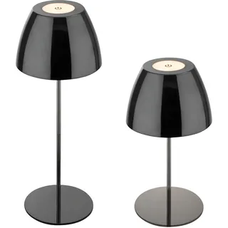 BRILONER - LED Tischlampe kabellos IP44 mit Touch, stufenlos dimmbar, Akku & Lichtquelle tauschbar, Nachttischlampe, Wohnzimmer, LED Lampe, Akku Tischleuchte, Outdoor, 13,5x36cm (DxH), Schwarz-Chrom