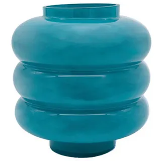 Vase , Petrol , Glas , bauchig , 23 cm , Coldcut, mundgeblasen, handgemacht , Dekoration, Vasen, Glasvasen