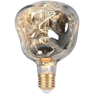 KOOYWAN 5W G125 E27 XXL LED Lampe Silber Chrom Asymmetrisch Dimmbar | Silbernes Design für einzigartiges Licht. Schafft Retro-Atmosphäre für Schlafzimmer, Café und Restaurant.