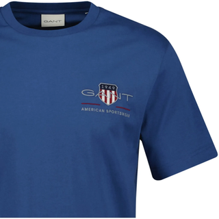 T-Shirt GANT "T-Shirt Regular Archive Shield EMB 1er Pack", Herren, Gr. M, blau (blau (vintage)), Obermaterial: 100% Baumwolle CO., Shirts T-Shirt