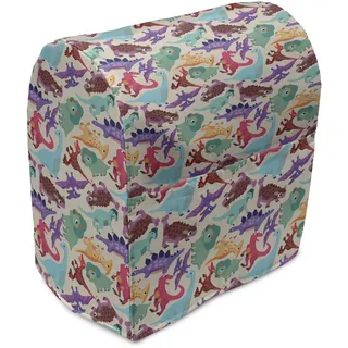 ABAKUHAUS Dinosaurier Standmixerabdeckung, Lustige Monster Cartoon, Küchengerät Taschenhülle mit Taschen, 36 x 39 x 24 cm, Mehrfarbig