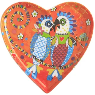 MAXWELL & WILLIAMS Beilagenteller in Herzform, mit Fanclub Motiv, in Geschenkbox, Porzellan, Orange, 15,5 cm, Love Hearts von Donna Sharam