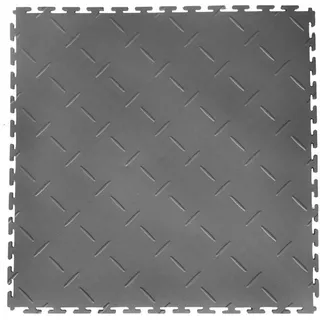 PVC-Boden für Garagen, Lagerhallen, Hallen, Fitnessstudios ECO - T LOCK - DIAMOND - 498x498x6,5 mm Dunkelgrau - Dunkelgrau