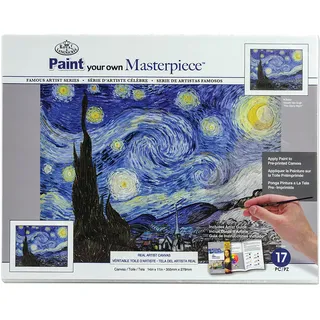 Royal & Langnickel - Malen nach Zahlen Masterpiece Sternenklare Nacht, enthält Leinwand, Farben und Pinsel, für Erwachsene und Kinder ab 8 Jahren