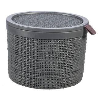 CURVER Runde Jute, 2 l, mit Deckel, grau, 100% recycelt, Kunststoff