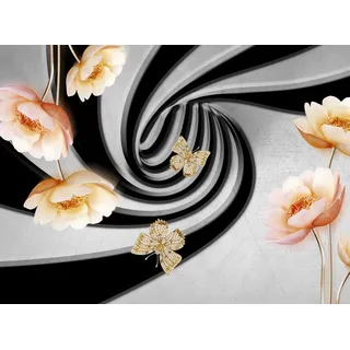 Papermoon Fototapete »Abstrakt 3D Effekt mit Blumen«, bunt