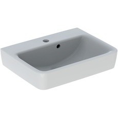 Bild von Renova Plan Handwaschbecken mit asymmetrischem Überlauf 50cm, Hahnloch mittig, mit Überlauf, weiß (501.628.00.1)