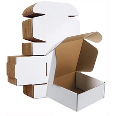 20 Stück Versandkartons, 6x6x2in, kleine Verschiffenkästen weiß Wellpappe, Verpackungsboxen für Mailing Versand, DIY-Geschenk