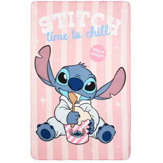 CARTOON Disney Stitch Decke für Kinder, 100 x 150 cm, weiche Fleecedecke aus 100% Polyester, 220 g/m2, warm und leicht, ideal für Kinderbett oder Sofa