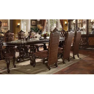 Luxus Möbel Stuhl Set 6x Stühle Gruppe Garnitur Esszimmer Sessel Chesterfield - Braun