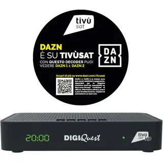 DIGIQUEST Tivùsat Maximo Combo Receiver | DVB-S2 und DVB-T2 | 1 Monat DAZN STANDARD inklusive | 2-in-1-Fernbedienung | Tivùsat Smartcard im Lieferumfang enthalten | Aufnahmefunktion aktivierbar | DAZN