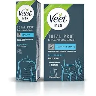 Veet Men Kit Enthaarungscreme für Intime Teile 150 ml + VEET Men Haarentfernungscreme für Herren empfindliche Haut, 200 ml, schnelle Wirkung