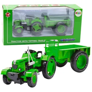 Lean Metall-Ackerschlepper Mit Anhänger Grün 1:18