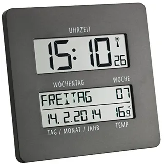 TFA Time Line Funk-Wanduhr mit Temperatur 60.4509.10 anthrazit