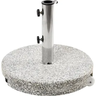 BELIANI Sonnenschirmständer Grau Granit  45 cm Rund mit Edelstahlrohr Modern Garten Terrasse Balkon Outdoor Außenbereich Ausstattung Zubehör - Grau, Silber