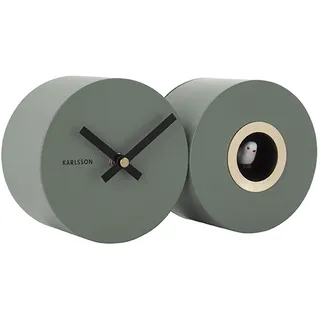 Karlsson [DL] Wall Clock Duo Cuckoo matt Jungle Green 26 x 13 x 7,2cm, Excl. 3 AA Batteries -