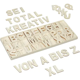 Relaxdays Holzbuchstaben Set , Holz , 41x1.5x18 cm , Dekoration, Malbedarf & Bastelbedarf