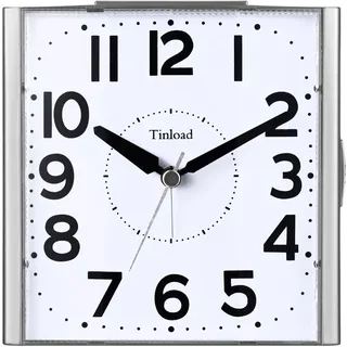Tinload Analog Seniorenwecker mit Nachtlicht, 4.7 Zoll großes Zifferblatt, Tischuhr mit Schlummerfunktion, laut, ansteigendem 3-stufigem Glockenton, Batteriebetrieben