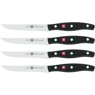 ZWILLING Twin Pollux Steak Messerset 4-teilig, Rostfreier Spezialstahl, Griff mit Nieten, Schwarz