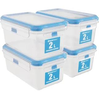 ATHLON TOOLS 4x 2L Frischhaltedosen-Set - 100% luftdicht und auslaufsicher -40 bis +100 Grad - für alle Lebensmittel - BPA-frei - Vorratsdosen für Kühlschrank [MADE IN EU]