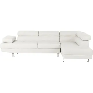 Beliani Ecksofa Kunstleder Weiß Norrea , Kunststoff , L-Form , 262x169 cm , Wohnzimmer, Sofas & Couches, Wohnlandschaften, Ecksofas