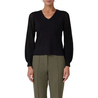 s.Oliver Feinstrickpullover mit V-Ausschnitt und semitransparenten Ärmeln