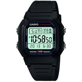 Casio Herren W800H-1AV Klassische Sportuhr mit schwarzem Armband, Schwarz, Classic