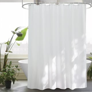 EurCross Extra 220 Breit Gro Duschvorhang 220 x 200 Weiß Textil Stoff Antischimmel Badvorhang im Badezimmer für Bad, Wasserdicht Waschbar Polyester Duschvorhänge mit 14 Metall Ösen