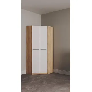 Priess Eckschrank Barcelona 78 x 193 x 78 cm Weiß/Braun