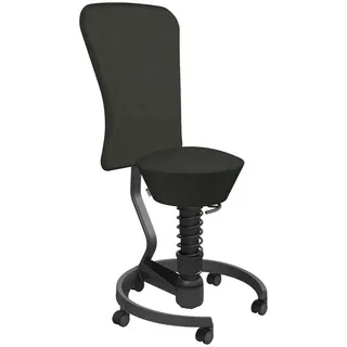 Aeris Bürohocker , Schwarz , Metall, Textil , Rollen, C-Form, rund , 55x105.115x55 cm , Made in Germany, Oeko-Tex® Standard 100, AGR-geprüft , Büromöbel, Bürostühle, Bürohocker