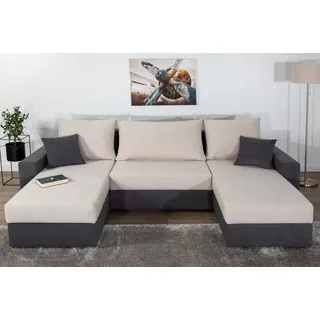Collection AB Wohnlandschaft Polyester U-Form 2-Sitzer Grau