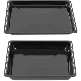 ICQN 455 x 375 mm 2er Backblech Set, 30 und 60 mm Extra Tiefe, Passend für Bosch, Siemens, Constructa, Flavel, Simfer, Emailliert, Fettpfann...