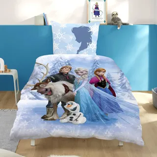Disney die Eiskönigin Bettwäsche Set 2-teilig 135x200 + 80x80 cm - Frozen Mädchenbettwäsche aus 100% Baumwolle - Kinder-Bettwäsche mit Reißverschluss - Atmungsaktiv & hautfreundlich Öko-Tex