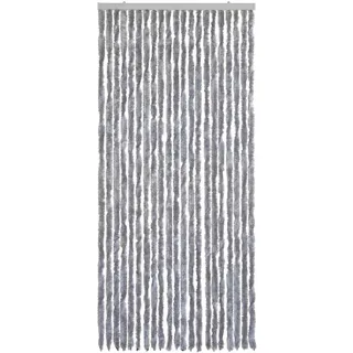 WOHNWOHL Flauschvorhang (90x200 cm) • Wohnwagen Türvorhang • Fliegenschutz Balkontür • Insektenschutz Vorhang • Fadenvorhang Tür • Sichtschutz Wohnmobil • Farbe: Silber