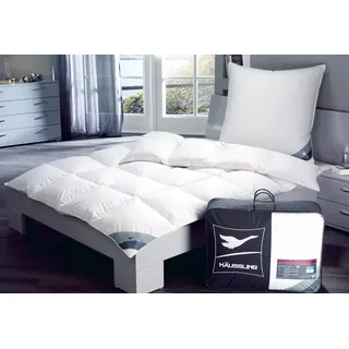 Haeussling Daunenbettdecke Königstraum - First Class, Füllung: 90% Daunen, 10% Federn, Bezug: 100% Baumwolle, Hohenstein geprüft weiß 155 cm x 200 cm