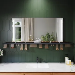 SONNI Badezimmerspiegel 120 x 60 cm, dreifarbig, dimmbar, RA90, beschlagfrei, mit multifunktionaler Ablage