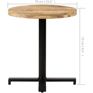 vidaXL Bistrotisch Rund Ø70x75 cm Raues Mangoholz